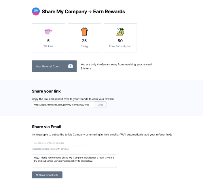 Rewards Status Page