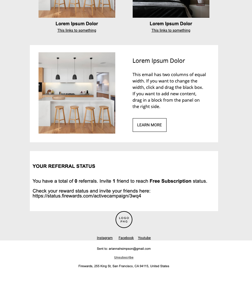 Firewards and ActiveCampaign Email Example