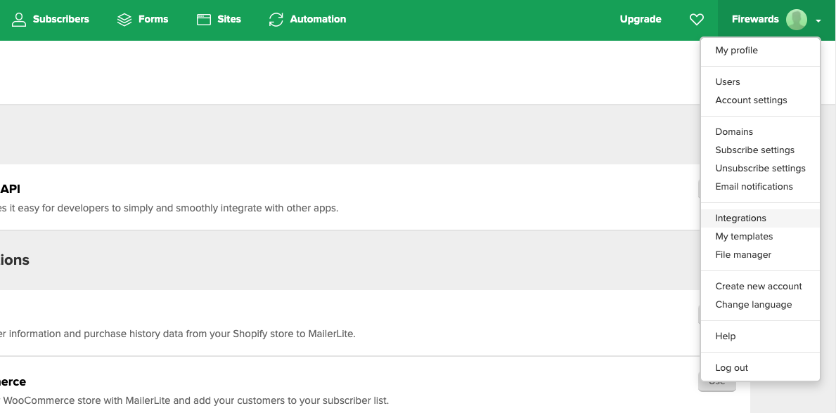 Firewards and MailerLite Friend Referrals - Navigate To Integrations